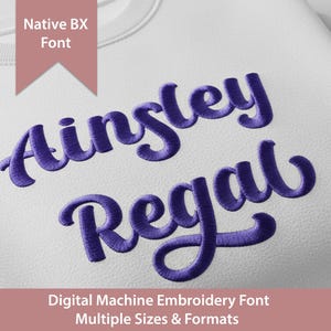 Ainsley Regal Embroidery-lettertype: Native BX + Stitch-bestanden (digitale download)