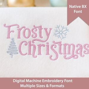 Frostige Weihnachtsstickerei-Schriftart: Native BX, Satinstich (Digitaler Download) Native BX