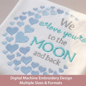 Moon & Hearts Machine Embroidery Design: Baby Quilt Pattern (Digital Download)