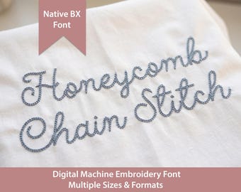 Fuente de bordado a máquina con puntada de cadena de panal: Native BX, 3 tamaños (descarga digital)