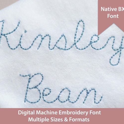 Projekt haftu ściegiem fasolowym Kinsley Font Bean, Native BX (pobranie cyfrowe) Native BX