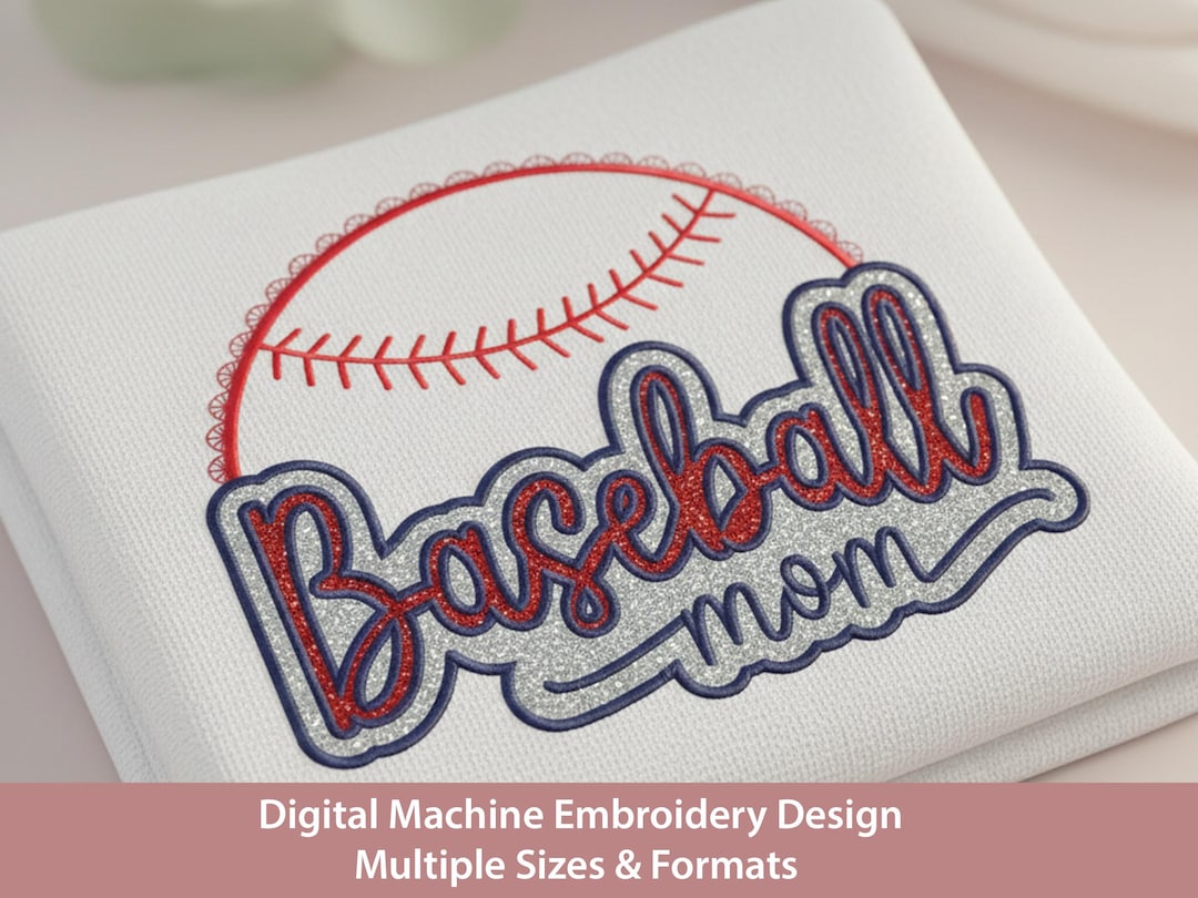 Baseball Mom Lace Trim Applique Embroidery Design | Scallop Edge Sports ...