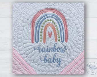 Custom Embroidered baby blanket,  Rainbow baby, Baby shower gift, New baby gift, Baby name personalized