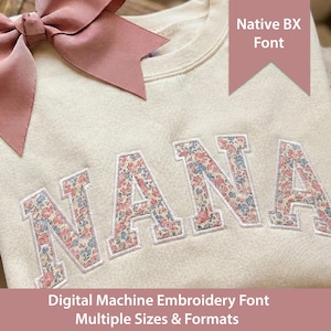 Academy Satin Stitch Applique Machine Embroidery Font: Native BX + Stitch Files (Digital Download)