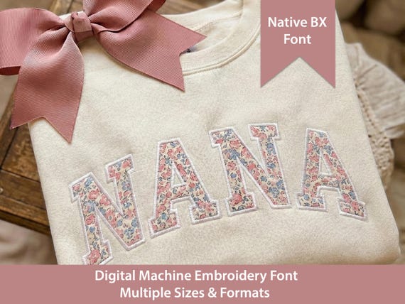 Academy Satin Stitch Applique Machine Embroidery Font: Native BX + Stitch Files (Digital Download)