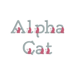 Stickmuster „Katzenalphabet“: Satinstich, Native BX-Schriftart (Digitaler Download) Bild 4
