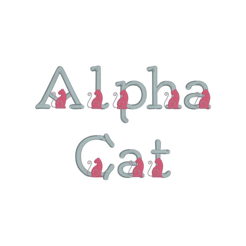 Stickmuster „Katzenalphabet“: Satinstich, Native BX-Schriftart (Digitaler Download) Bild 4