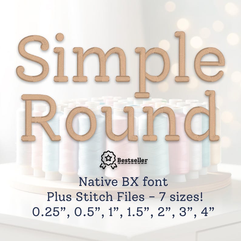 Eenvoudig rond borduurlettertype: satijnsteek Native BX-lettertype (digitale download) Native BX afbeelding 2