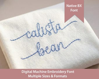Calista Bean Stitch Embroidery Font: Vintage Cursive BX (Digital Download)