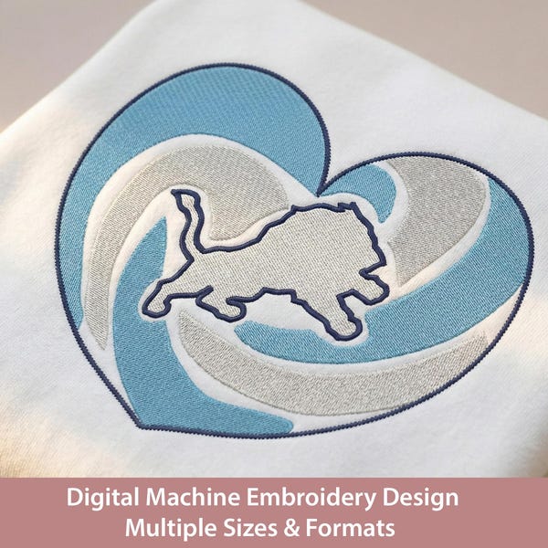 Disegno a punto schizzo per ricamo a macchina a forma di cuore di leone: punto rapido (download digitale)