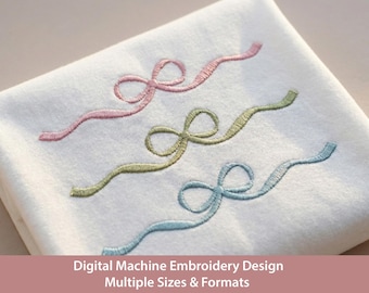Satin Stitch Bow Machine Embroidery Design Vintage Ribbon Coquette 10 Sizes