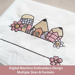 Pencil Frame Embroidery Design – Back to School Teacher Gift (Digital File)