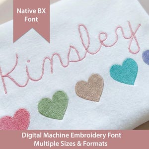 Kinsley Stem Stitch Embroidery Font: Vintage Script Native  BX (Digital Download)