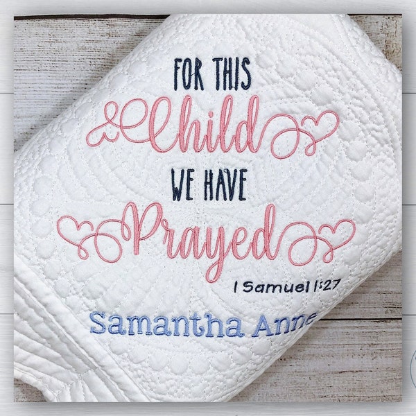 Bible verse custom baby blanket,  Scripture bedding, Personalized embroidered baby quilt, Christian baby gift