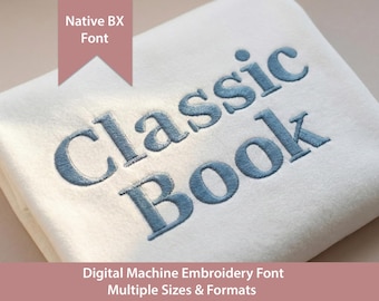 Lettertype voor klassieke boekborduurmachines: Native BX + satijnsteeklettertype Native BX
