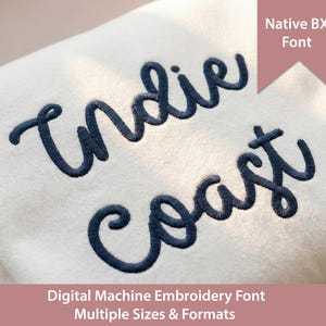 Indie Coast Script : Police de broderie machine, format BX natif (téléchargement numérique)
