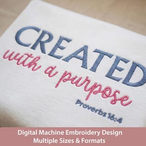 Created With a Purpose Embroidery Design: Christian Scripture (Digital Download)