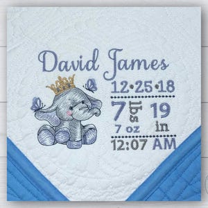 Personalized baby blanket, Custom baby quilt, Baby gift, Embroidered baby blanket