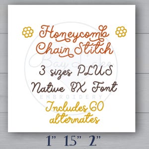 Honeycomb Chain Stitch Machine Embroidery Font: Native BX, 3 Sizes (Digital Download) image 3