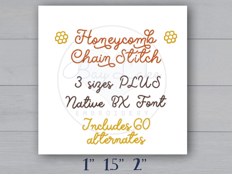 Honeycomb Chain Stitch Machine Embroidery Font: Native BX, 3 Sizes (Digital Download) image 3