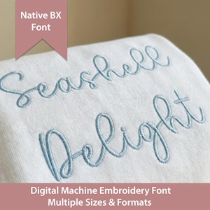Carattere per ricamo Seashell Delight Script: Native BX, Satin Stitch (Download digitale) Native BX