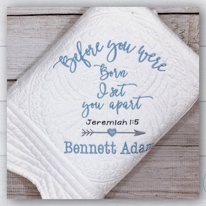 Custom Embroidered Baby Quilt: Bible Verse, Personalized Christian Gift