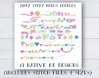 Decorative embroidery designs 61 bonus doodles swash splash heart banner Machine embroidery digital design native BX font  stitch files