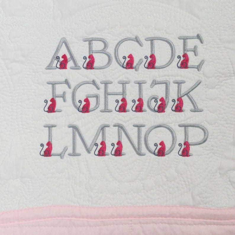 Stickmuster „Katzenalphabet“: Satinstich, Native BX-Schriftart (Digitaler Download) Bild 6