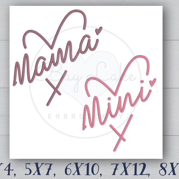 Mama & Mini Matching Heart Embroidery Design - Custom Mother Child Quick Stitch Gift - Instant Download