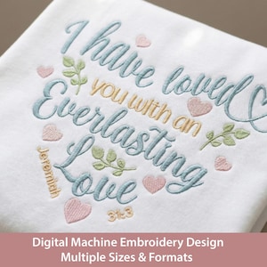 Love Everlasting Embroidery Design: Jeremiah Verse, 8 inch (Digital Download)