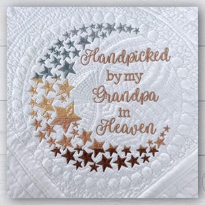 Embroidered Baby Quilt: Ombre Moon & Stars, Personalized Memory Blanket
