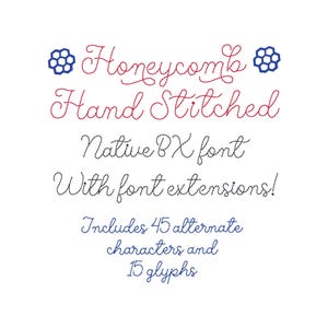 Honeycomb Hand Stitched Machine Embroidery Font: Native BX + Stitch Files, Alternate Characters (Digital Download) Native BX image 3