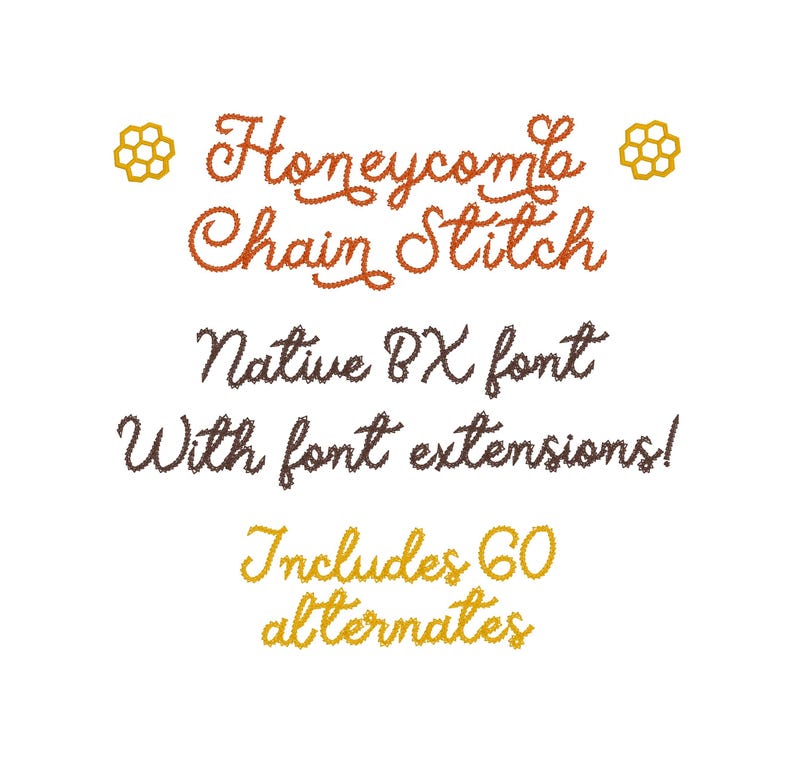 Honeycomb Chain Stitch Machine Embroidery Font: Native BX, 3 Sizes (Digital Download) image 5