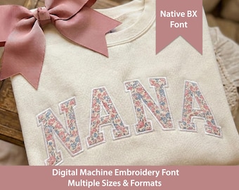 Academy Satin Stitch Applique Machine Embroidery Font: Native BX + Stitch Files (Digital Download) Native BX