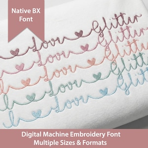Font I Love Glitter Embroidery: Native BX, Heart Swash (download digitale)