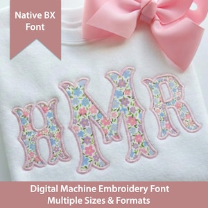 Magnolia Lane Satin Stitch Applique Machine Embroidery Font: Native BX + Stitch Files (Digital Download)