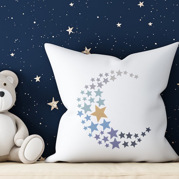 Ombre Moon and Stars machine embroidery design, 2 sizes, Formats dst exp hus jef pes vp3 xxx, instant download