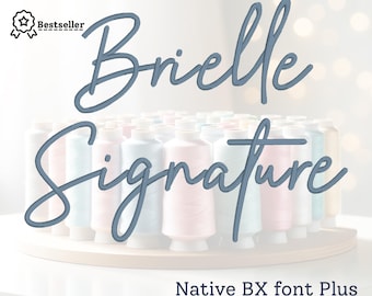Machine embroidery font NATIVE BX + Stitch files 3 size 7 format  Brielle Signature custom digitized font alphabet numbers ligatures