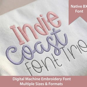 Trio di font per ricamo a macchina Indie Coast: Native BX, Satin Stitch (download digitale) Native BX