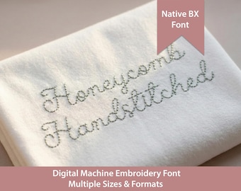Honeycomb Hand Stitched Machine Embroidery Font: Native  BX + Stitch Files, Alternate Characters (Digital Download)