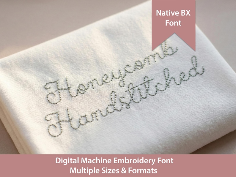 Honeycomb Hand Stitched Machine Embroidery Font: Native BX + Stitch Files, Alternate Characters (Digital Download) Native BX image 1