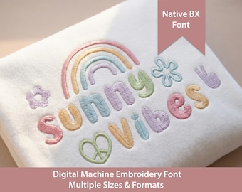 Retro Embroidery Font: 70s Sunny Vibes, Native  BX Format (Digital Download)