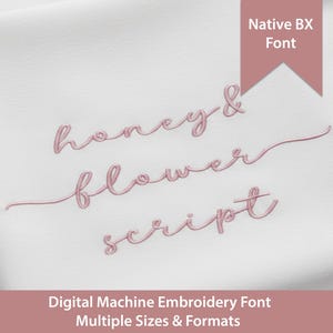Honey & Flower Script Embroidery Font: Native BX, Satin Stitch (Digital Download) Native BX