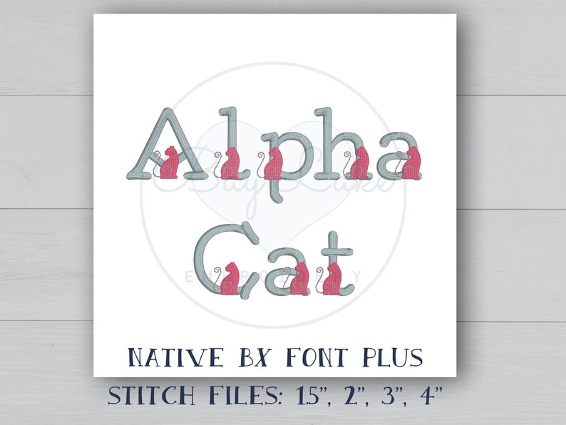 Stickmuster „Katzenalphabet“: Satinstich, Native BX-Schriftart (Digitaler Download) Bild 2
