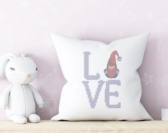Valentines Day gnome,  machine embroidery design, 8 x8 hoop, Formats dst exp hus jef pes vp3 xxx, instant download