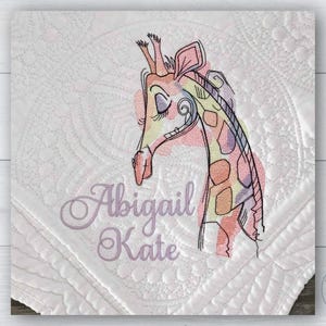 Watercolor Giraffe Quilt, Personalized Custom Baby Blanket, New Baby Gift,  Heirloom Baby Quilt