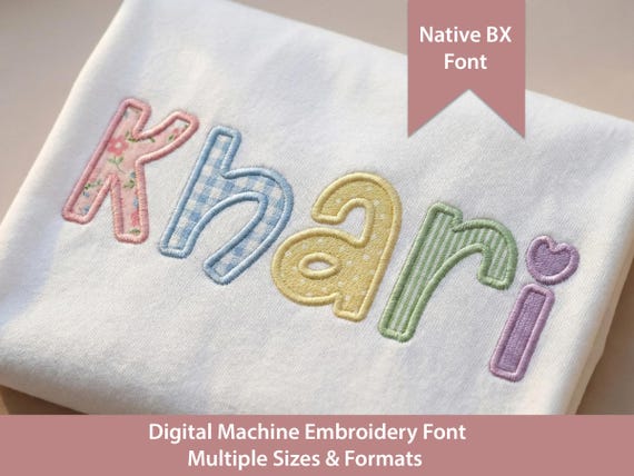 Love Note Satin Stitch Applique Machine Embroidery Font: Native BX + Stitch Files (Digital Download)