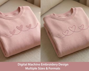 Set of 2 Connected Hearts Trio Machine Embroidery Designs 8 Sizes