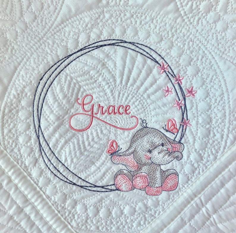 Baby Elephant Quilt Personalized Baby Blanket Embroidered Etsy