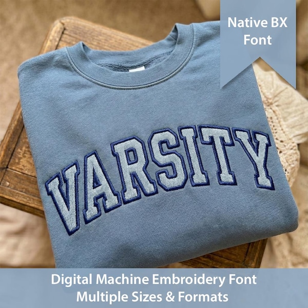 Academy Satin Stitch Applique Machine Embroidery Font: Native BX + Stitch Files (Digital Download) Native BX
